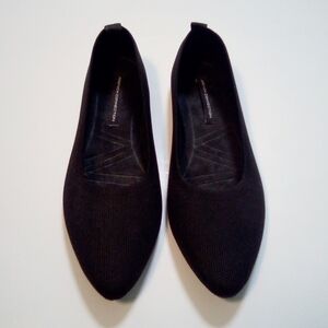 French Connection Black Pointed Toe Ballet Flats Perforated Slip On Shoes Sz 6.5